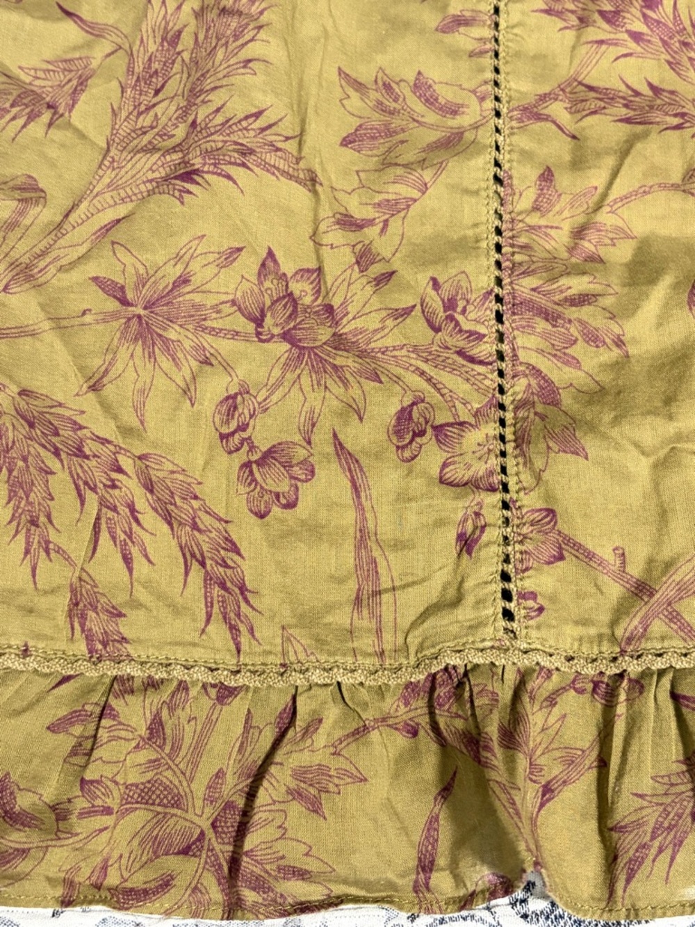 Anthropologie Edme & Esyllte Peasant Green Birds Toile Pintuck Blouse Medium - Picture 8 of 11